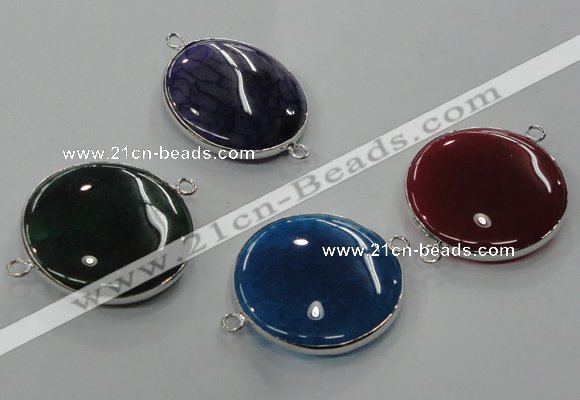 NGC78 30mm flat round agate gemstone connectors wholesale