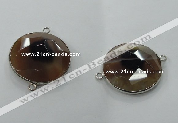 NGC82 31mm flat round agate gemstone connectors wholesale