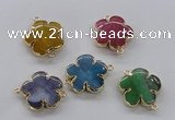 NGC856 28mm - 30mm flower agate gemstone connectors wholesale