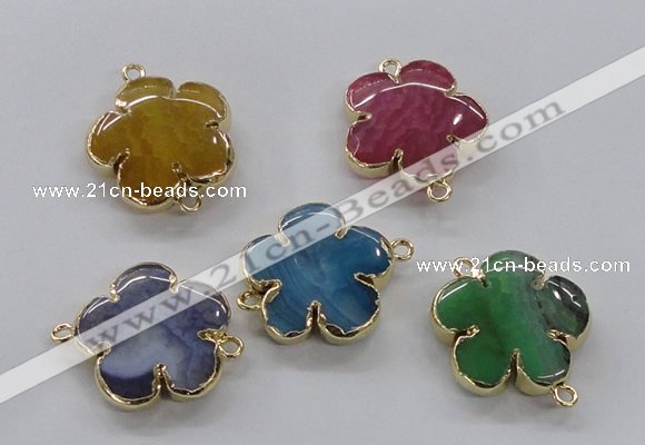 NGC856 28mm - 30mm flower agate gemstone connectors wholesale