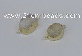 NGC858 15*20mm oval druzy agate gemstone connectors wholesale