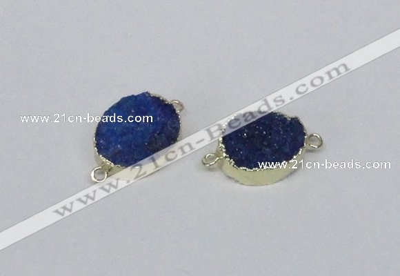 NGC864 15*20mm oval druzy agate gemstone connectors wholesale