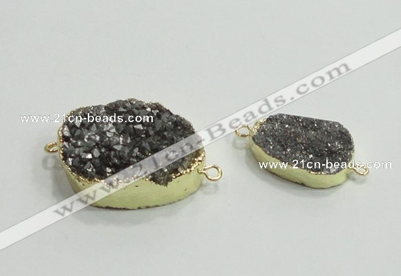 NGC868 15*25mm - 20*30mm freeform plated druzy agate connectors