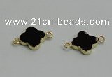 NGC870 18mm flower black agate gemstone connectors wholesale