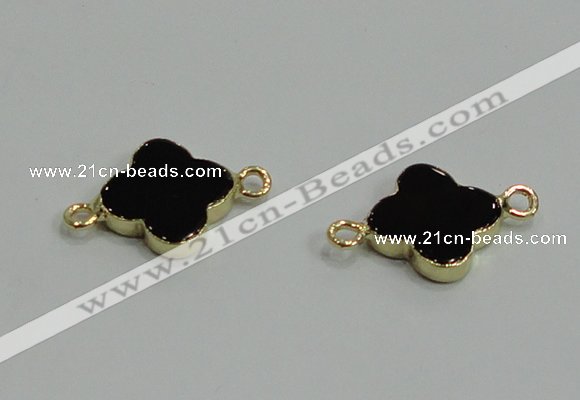 NGC870 18mm flower black agate gemstone connectors wholesale