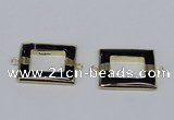 NGC872 30*40mm rectangle black agate gemstone connectors wholesale