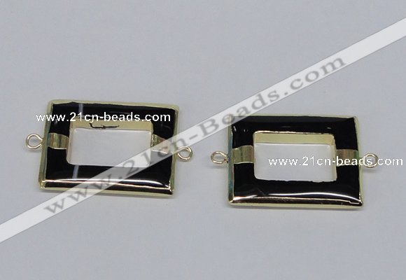 NGC872 30*40mm rectangle black agate gemstone connectors wholesale