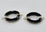 NGC888 30*40mm oval black agate connectors wholesale