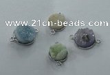 NGC89 12mm - 16mm flat round druzy agate connectors wholesale