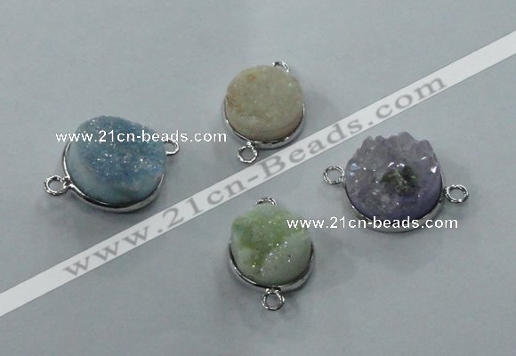 NGC89 12mm - 16mm flat round druzy agate connectors wholesale