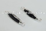 NGC988 8*30mm trihedron black agate gemstone connectors wholesale