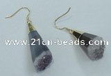 NGE03 15*30mm - 16*35mm freeform druzy amethyst earrings wholesale