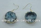 NGE07 20*25mm - 25*30mm freeform plated druzy agate earrings