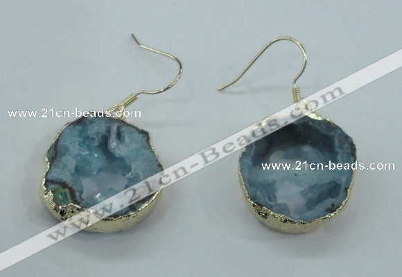 NGE07 20*25mm - 25*30mm freeform plated druzy agate earrings