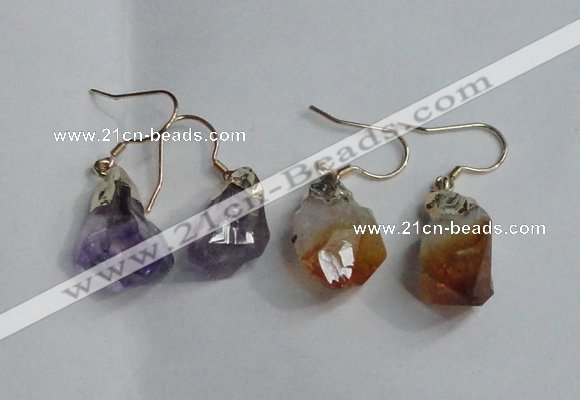 NGE10 13*18mm - 15*20mm nuggets amethyst & citrine earrings wholesale