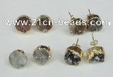 NGE106 12mm - 14mm freeform druzy agate gemstone earrings wholesale