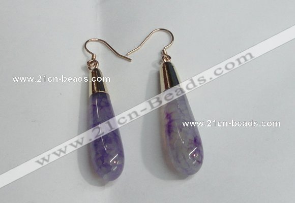 NGE14 10*40mm teardrop agate gemstone earrings wholesale