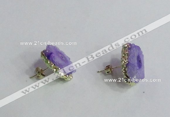 NGE140 12*14mm - 15*18mm freeform druzy agate gemstone earrings