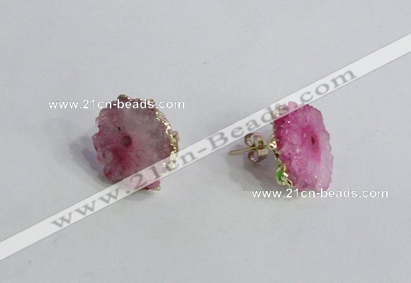 NGE141 12*14mm - 15*18mm freeform druzy agate gemstone earrings