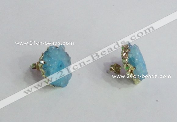 NGE142 12*14mm - 15*18mm freeform druzy agate gemstone earrings