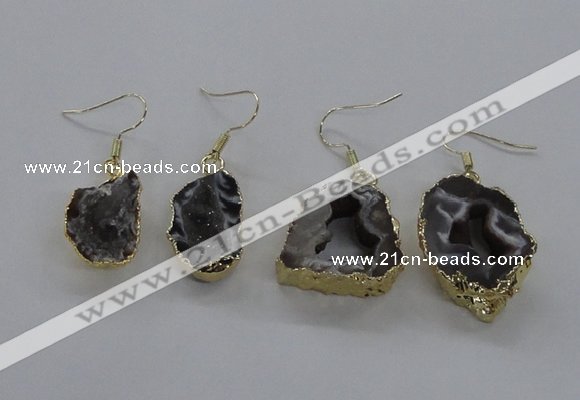 NGE146 15*20mm - 20*30mm freeform druzy agate gemstone earrings