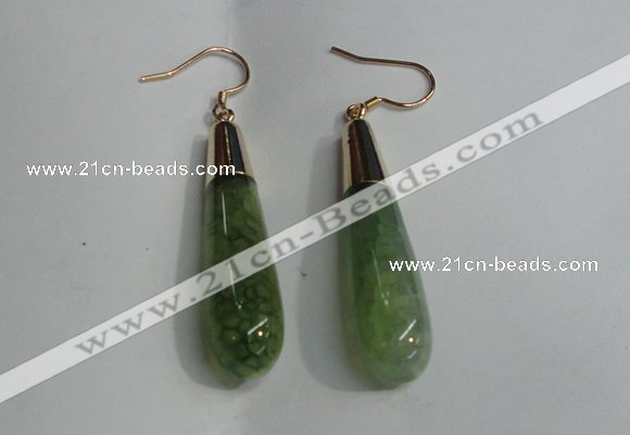 NGE16 10*40mm teardrop agate gemstone earrings wholesale