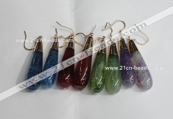 NGE18 10*40mm teardrop mixed agate gemstone earrings wholesale