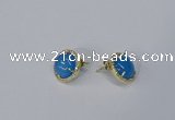 NGE184 12mm flat round agate gemstone earrings wholesale