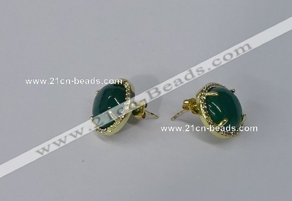 NGE185 12mm flat round agate gemstone earrings wholesale