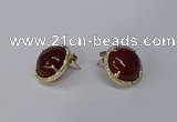 NGE188 15mm flat round agate gemstone earrings wholesale