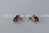 NGE195 10*14mm oval agate gemstone earrings wholesale