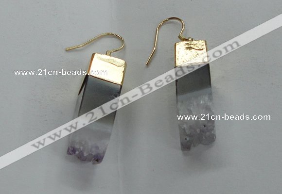 NGE20 10*25mm - 10*30mm freeform druzy amethyst earrings wholesale