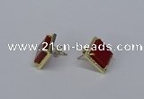 NGE201 12*12mm square agate gemstone earrings wholesale