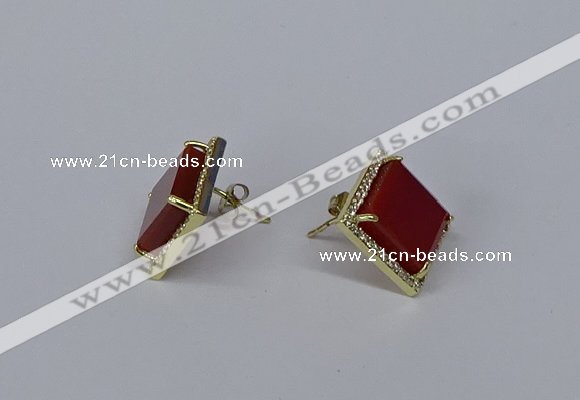 NGE201 12*12mm square agate gemstone earrings wholesale