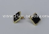 NGE203 12*12mm square agate gemstone earrings wholesale