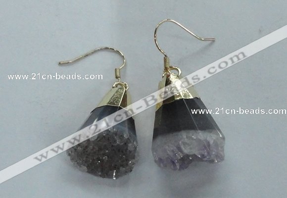 NGE21 16*22mm - 18*25mm freeform druzy amethyst earrings wholesale