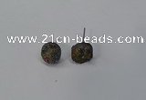 NGE217 8mm coin druzy agate gemstone earrings wholesale