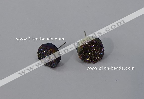 NGE223 12mm coin druzy agate gemstone earrings wholesale