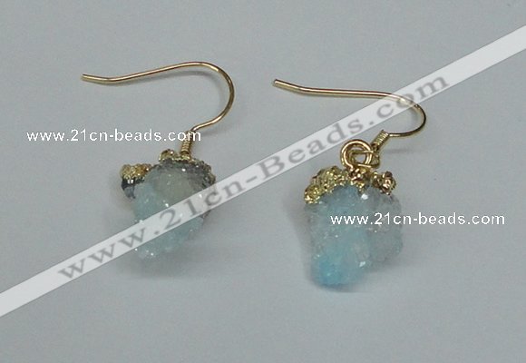 NGE24 10*14mm - 12*16mm nuggets druzy quartz earrings wholesale