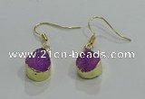 NGE244 10*12mm teardrop druzy agate gemstone earrings wholesale