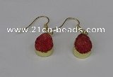 NGE245 10*12mm teardrop druzy agate gemstone earrings wholesale