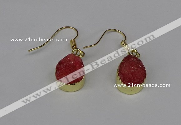 NGE245 10*12mm teardrop druzy agate gemstone earrings wholesale