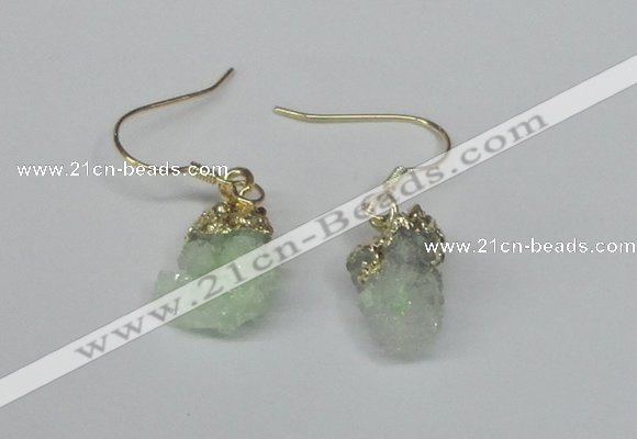 NGE25 10*14mm - 12*16mm nuggets druzy quartz earrings wholesale