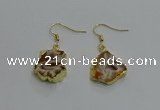 NGE258 13*18mm - 15*20mm freeform druzy agate earrings