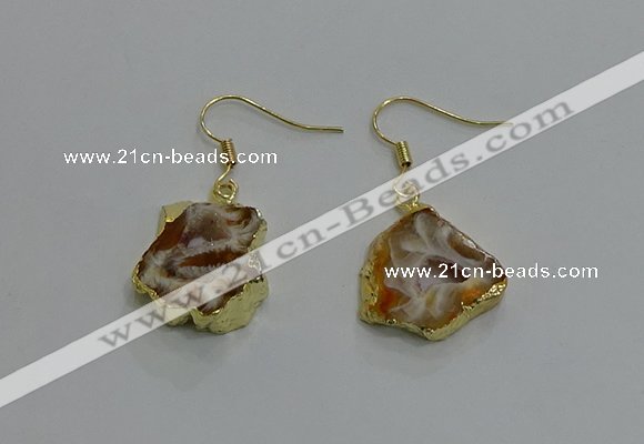 NGE258 13*18mm - 15*20mm freeform druzy agate earrings