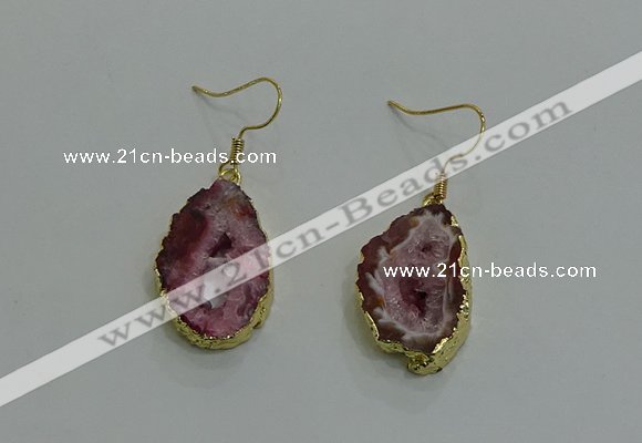 NGE260 13*18mm - 15*20mm freeform druzy agate earrings