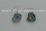 NGE261 13*18mm - 15*20mm freeform druzy agate earrings