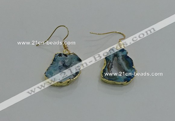 NGE261 13*18mm - 15*20mm freeform druzy agate earrings