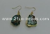 NGE262 13*18mm - 15*20mm freeform druzy agate earrings