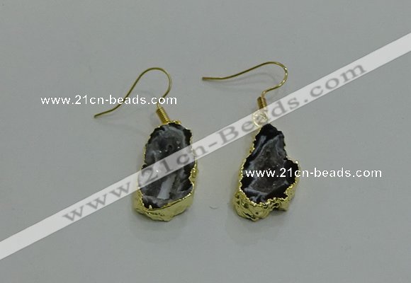 NGE263 13*18mm - 15*20mm freeform druzy agate earrings